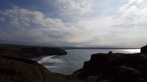 Scenic view of sea against cloudy sky