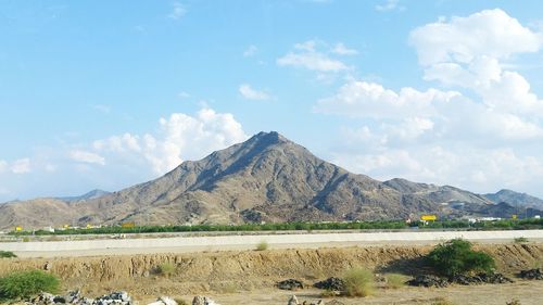 Scenic view of mountains against sky