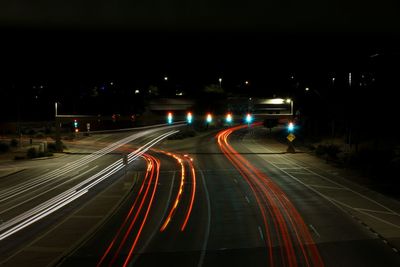 Light trails on highway at night