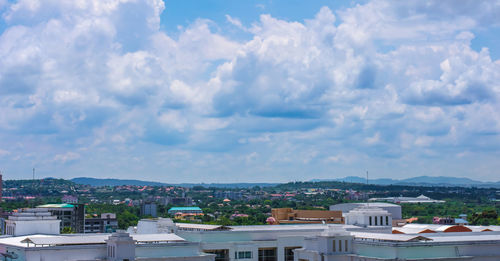 Aerial view of cityscape against sky