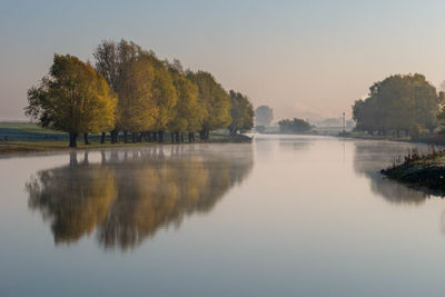 Scenic view of lake against clear sky