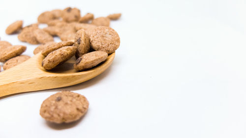 High angle view of cookies on table