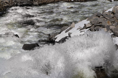 High angle view of waterfall