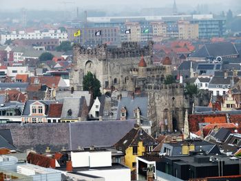 High angle view of buildings in city