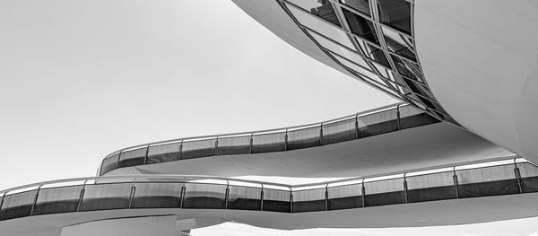 Low angle view of modern building against clear sky