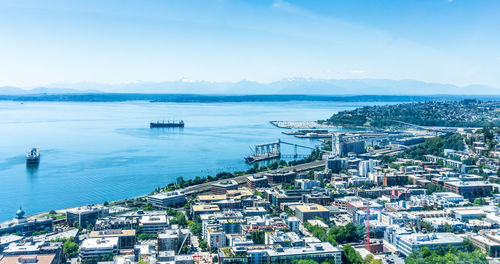 Buildings and the waterfront in seattle, washington.