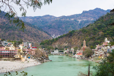 View of river passing through mountains