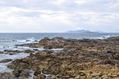 View of the rocky coast in galicia