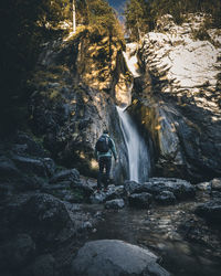 Scenic view of waterfall in forest