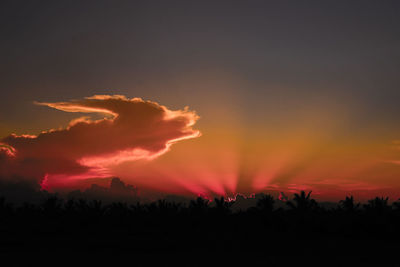 Scenic view of dramatic sky during sunset