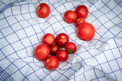 High angle view of cherries