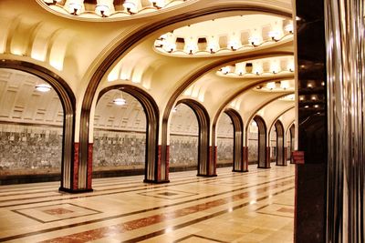 Illuminated corridor of building