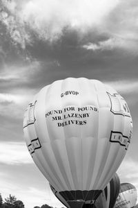 Low angle view of hot air balloon against sky