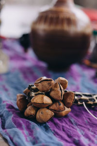 Artisan instrument used at spiritual ceremonies on a batik surface