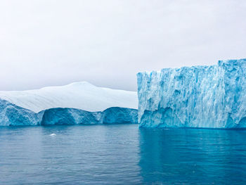 Scenic view of icebergs against sky