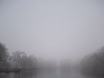 Scenic view of sea during foggy weather