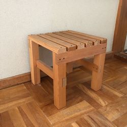 High angle view of wooden chairs at home