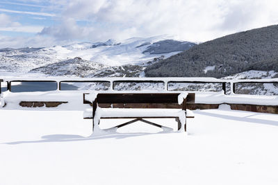 Snow covered mountains against sky
