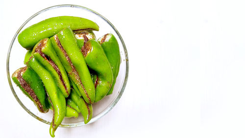 High angle view of green salad in bowl