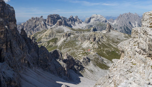 Panoramic view of rocky mountains against sky