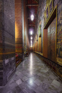 Illuminated corridor of building