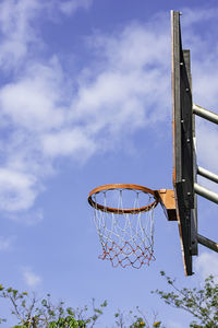 Low angle view of basketball hoop against sky