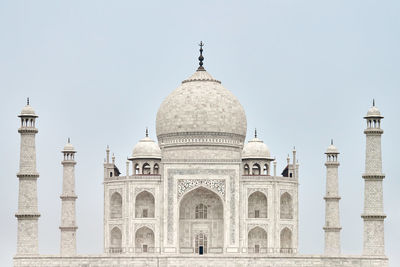 Low angle view of historic building against clear sky