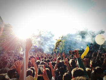 People gathered on street during festival