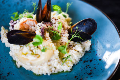 Tasty italian risotto with seafood and spices