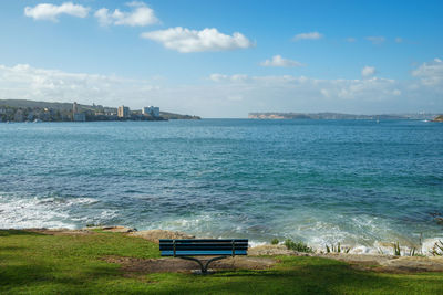 Scenic view of sea against cloudy sky