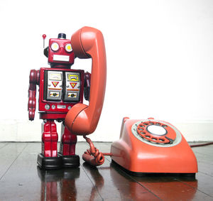Close-up of toy car on table