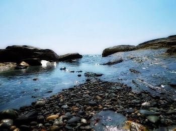 View of stones on beach