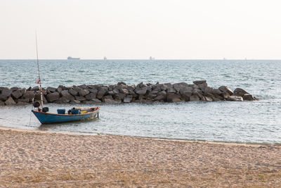 Scenic view of sea against clear sky