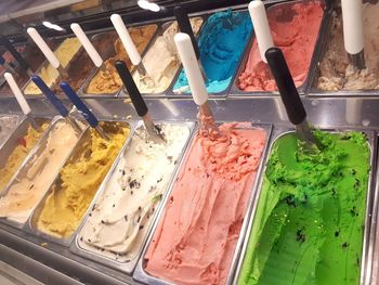 High angle view of ice cream in store