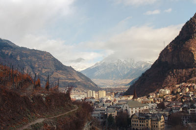 Scenic view of mountains against sky