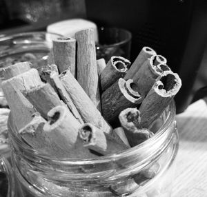 Close-up of jar on table