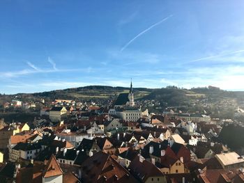 High angle view of townscape against sky