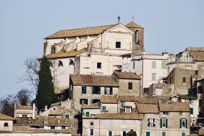 Low angle view of old building against clear sky