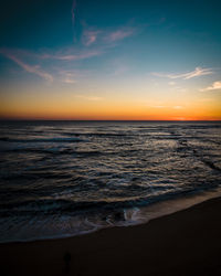 Scenic view of sea during sunset