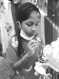 Boy holding ice cream