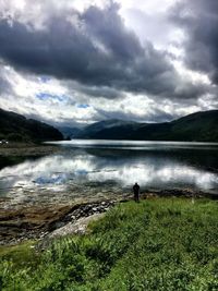 Scenic view of lake against sky