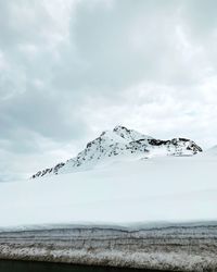 Scenic view of snow covered mountain against sky