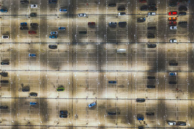 Aerial view of cars parked