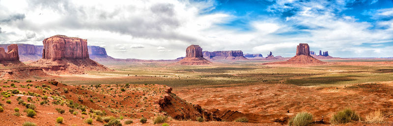 Panoramic view of landscape against cloudy sky