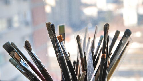 Close-up of paintbrushes