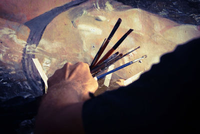 Close-up of hands working