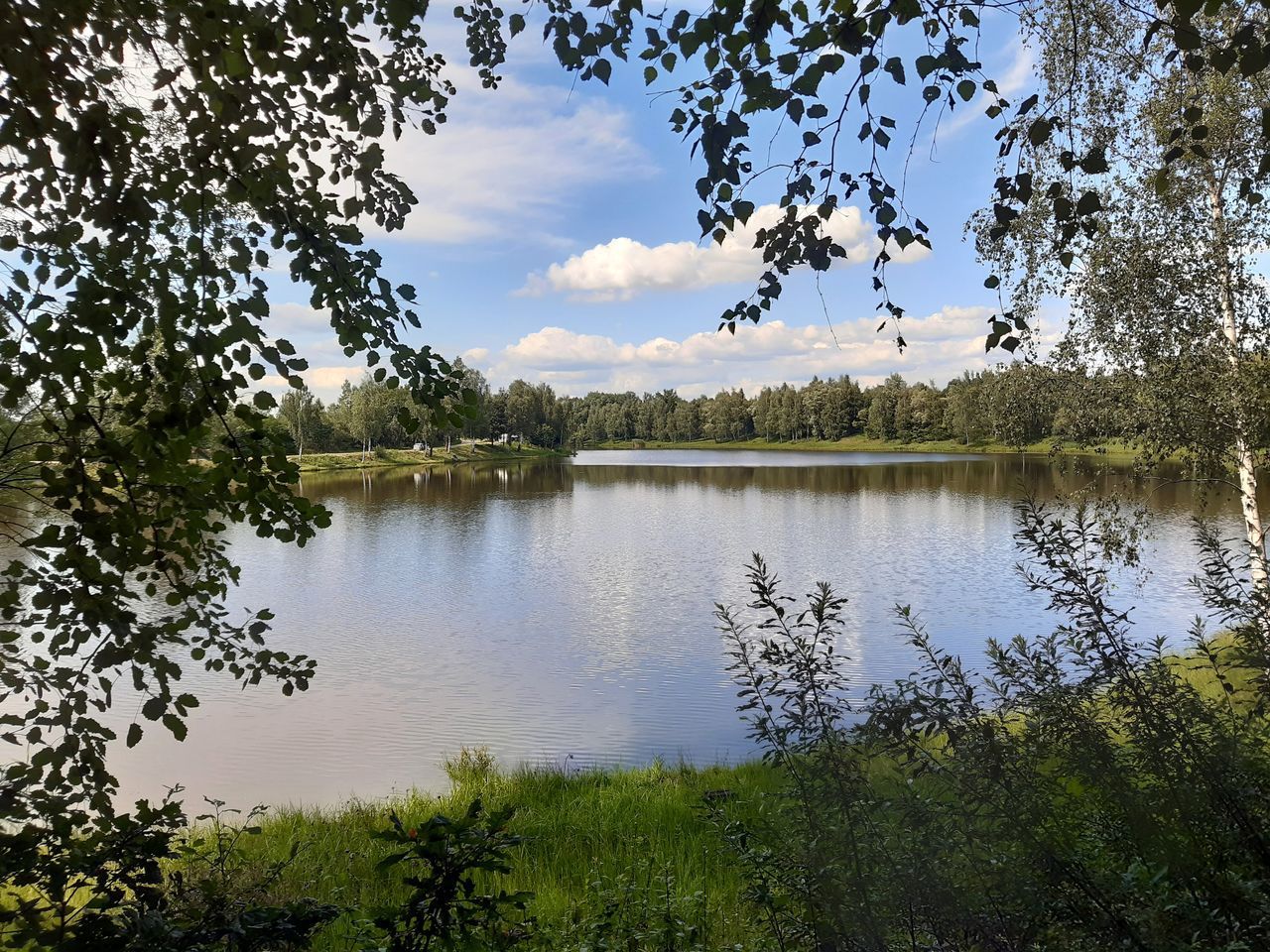 SCENIC VIEW OF LAKE WITH REFLECTION AGAINST SKY