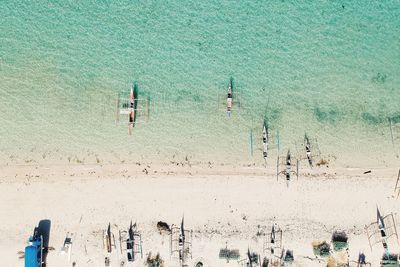 High angle view of people on beach