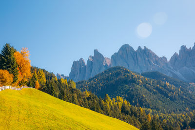 Scenic view of mountains against clear sky
