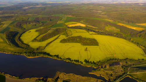 High angle view of agricultural field